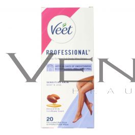 Veet Pro Wax Strips 20s+4s Perfect Finish Wipes Sensitive Skin
