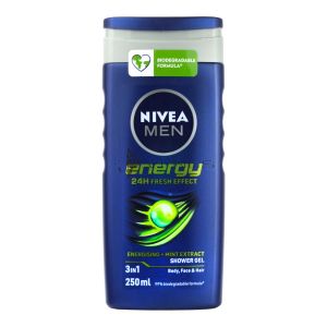 Nivea Men Body Hair Face 3in1 Shower Gel 250ml Energy