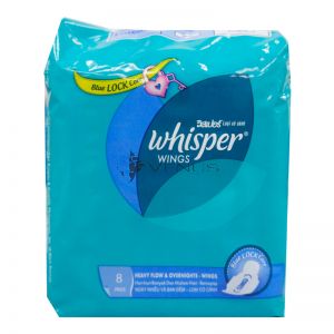 Whisper Heavy Flow and Overnight Wings Sanitary Pad 8s
