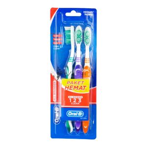 Oral-B All Rounder 123 Clean Toothbrush - Medium (2+1pc)