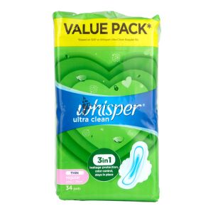 Whisper Ultra Clean Regular Flow Wings 24cm 36S Value Pack