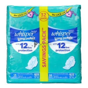 Whisper Protect Long Heavy Flow & Overnight Wings 28cm 32s