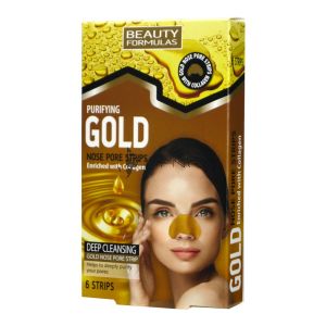 Beauty Formulas Purifying Gold Nose pore Strips 6s Deep Cleansing