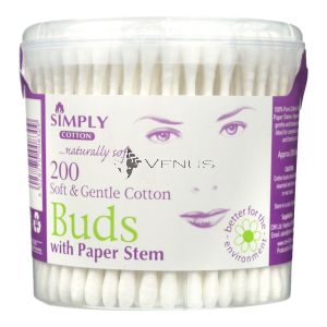 Simply Cotton Buds With Paper Stem 200s Round Tub