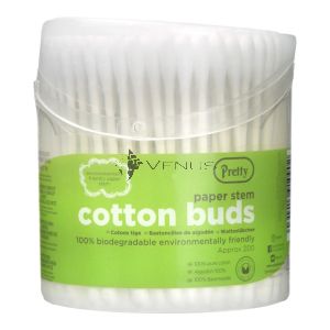 Pretty Cotton Buds with Paper Stem 200s Round Tub