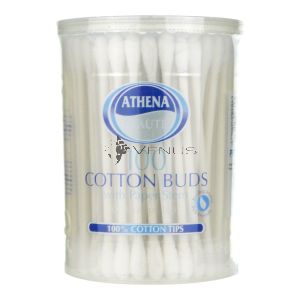 Athena Cotton Buds w/ Paper Stem 100s Round Tub