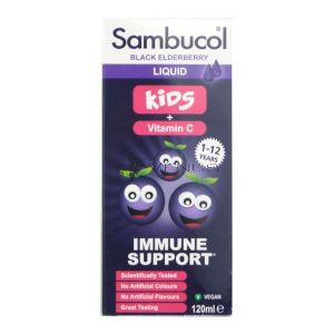 Sambucol Black Elderberry Liquid 120ml Kids + Vitamin - C For 1-12 Years Old