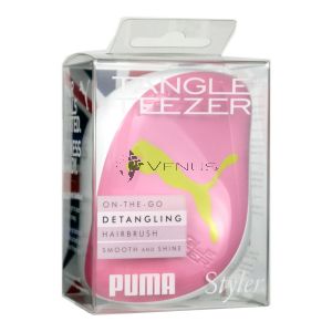 Tangle Teezer Compact Detangling Hairbrush Puma Bright Pink-Smooth & Shine