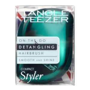 Tangle Teezer Compact Detangling Hairbrush Emerald Green-Smooth & Shine