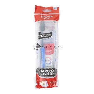 Colgate Toothbrush Slim Soft 1s + Toothpaste 35g Charcoal Travel Kit