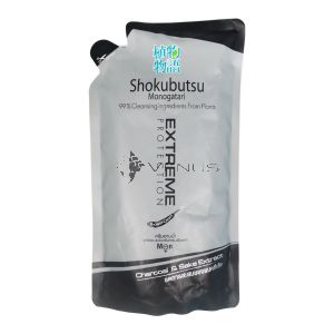 Shokubutsu Shower Cream 500ml Refill Charcoal & Sake Extract 