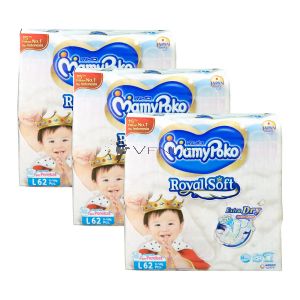 MamyPoko Royal Soft Tape Diaper L 62S (1Carton=3packs)