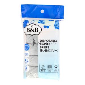 Belle And Bell Men XL-Size 5s Light Grey Disposable Travel Briefs 110cm-115cm