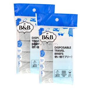 [PROMO] Belle And Bell Men XL-Size 5s Light Grey Disposable Travel Briefs 110cm-115cm (2 Pack)