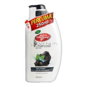 Lifebuoy Bodywash 950ml Charcoal+FOC 250ml Total 10