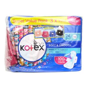 Kotex Soft & Smooth Maxi Wing 24cm 48s