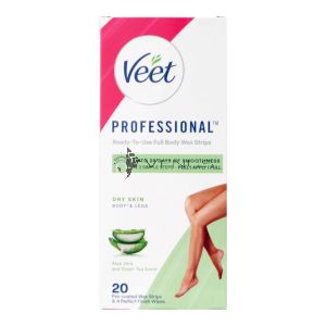 Veet Pro Wax Strips 20s+4s Perfect Finish Wipes Dry Skin
