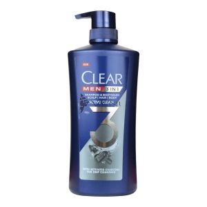 Clear Men 3in1 Shampoo & Bodywash 618ml Active Clean Charcoal