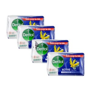 Dettol Anti-Bacterial Bar Soap (100gx4) Active