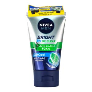 Nivea Men Bright 8H Oil Clear Pore Minimizing Foam 100ml 