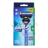 Gillette Aqua 5 Razor 1s + Cartridge 2s