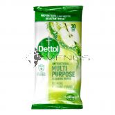 Dettol Anti Bacterial Multipurpose Cleansing Wipes 30s Green Apple