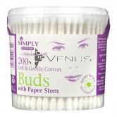 Simply Cotton Buds With Paper Stem 200s Round Tub