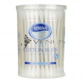 Athena Cotton Buds w/ Paper Stem 100s Round Tub