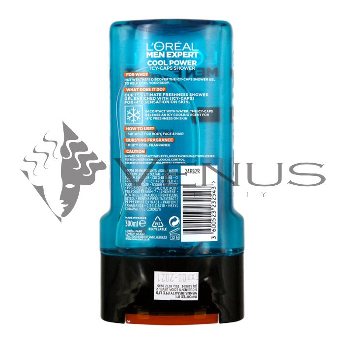 L'Oreal Men Expert Cool Power Shower 300ml for Body Face Hair