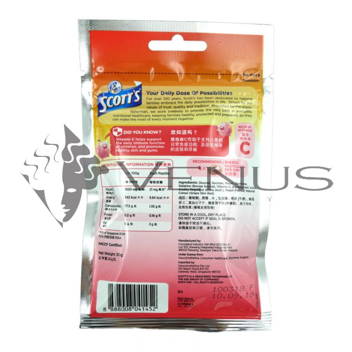 Scott's Vitamin C Pastilles Zipper 30g Peach
