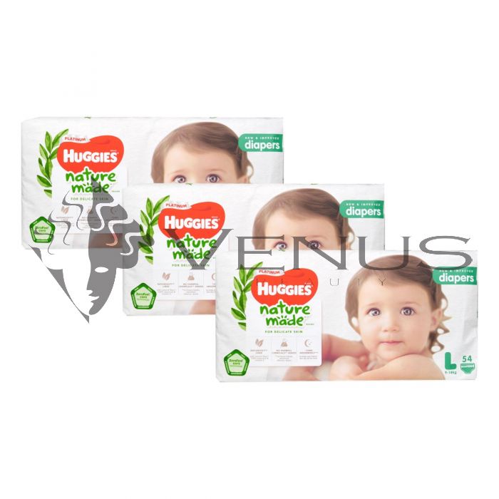 Huggies Platinum Nature Made Diapers L 54s 1Carton 3packs