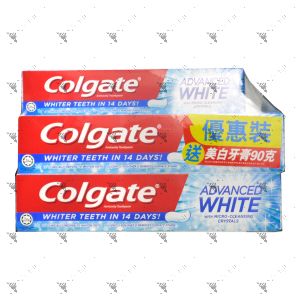 Colgate Toothpaste Advanced Whitening 2x160g+90g