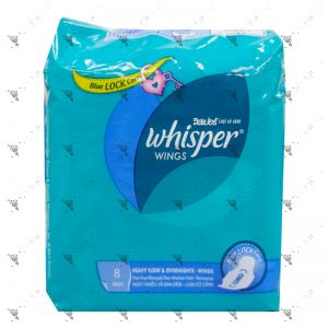 Whisper Heavy Flow and Overnight Wings Sanitary Pad 8s