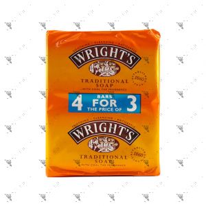 Wright's Traditional Coal Tar Bar Soap 125gX4