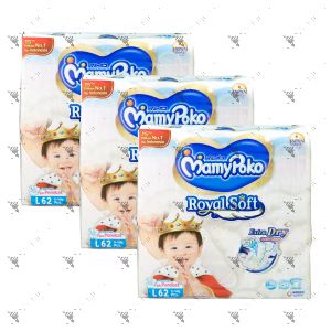MamyPoko Royal Soft Tape Diaper L 62S (1Carton=3packs)