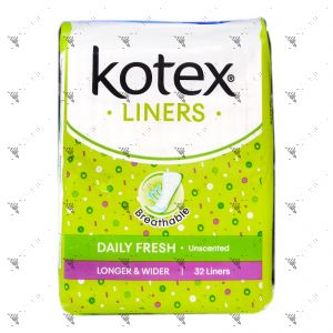 Kotex Fresh Liners Longer and Wider Unscented 32S