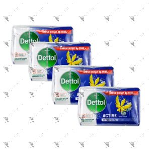 Dettol Anti-Bacterial Bar Soap (100gx4) Active