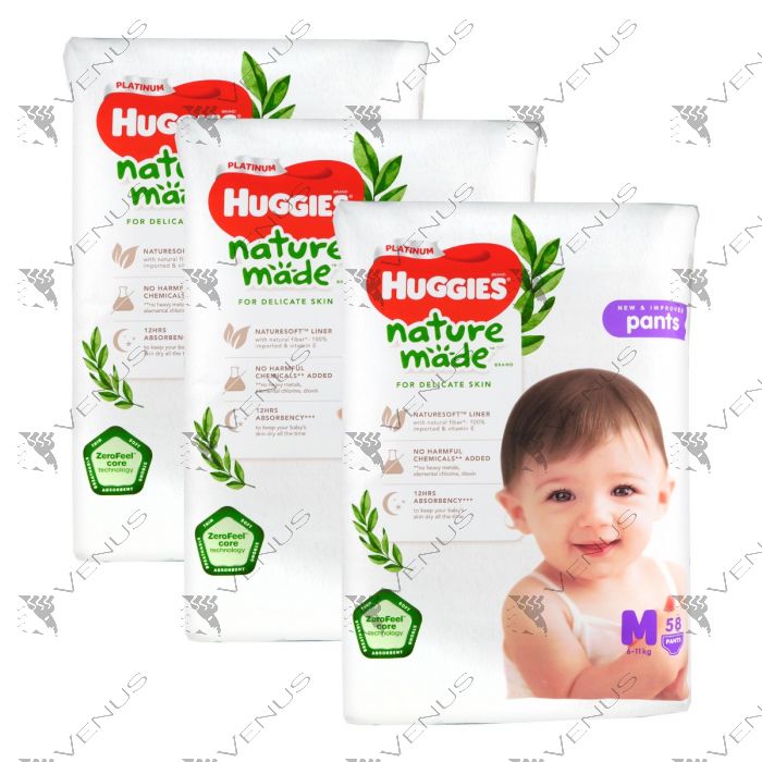Huggies Platinum Nature Made Pants M 58s 1Carton 3pack