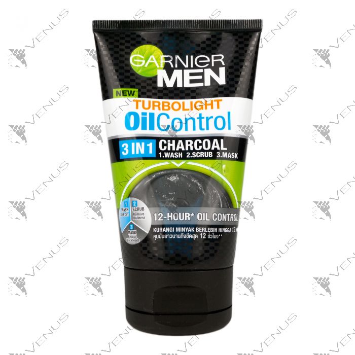 Garnier Men Turbo Oil Control 100ml 3In1 Charcoal Wash Scrub