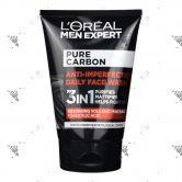 L'Oreal Men Daily Face Wash 3in1 100ml Pure Carbon