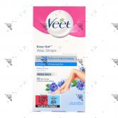 Veet Easy-Gel Waxstrips Kit Sensitive Skin Legs & Body 40s+ 4 Wipes