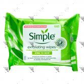 Simple Kind To Skin Exfoliating Face Wipes 25s