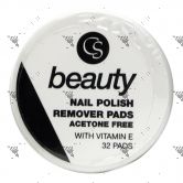 County Nail Polish Remover 32Pads Acetone Free With Vitamin E