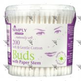 Simply Cotton Buds With Paper Stem 200s Round Tub