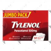 Tylenol Paracetamol 500mg 50 Film-Coated Tablets